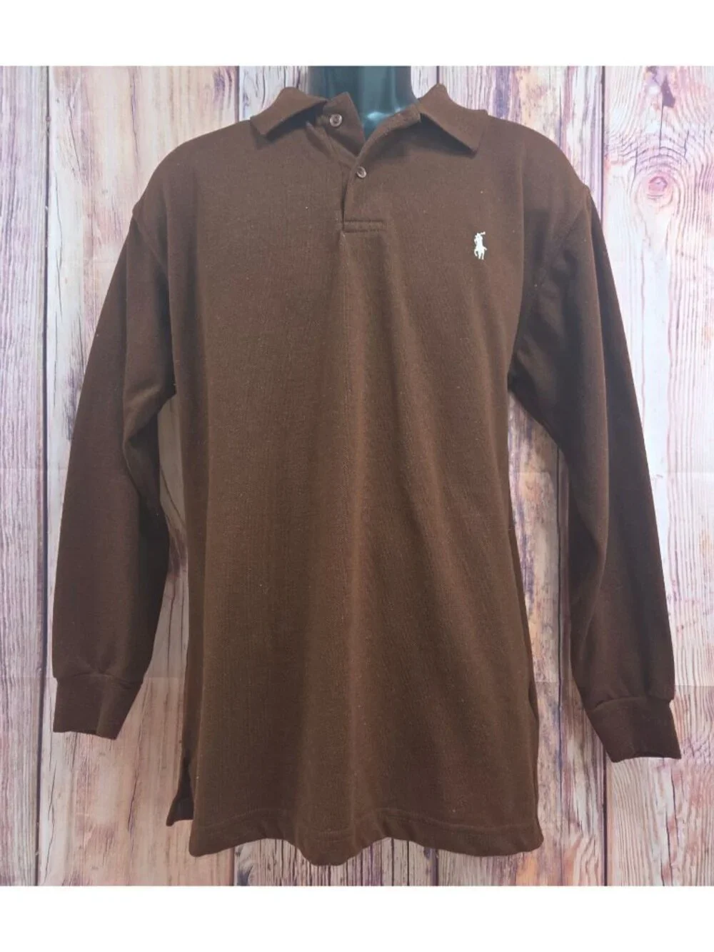 Polo Ralph Lauren Mens Brown Long Sleeve Polo Size XL